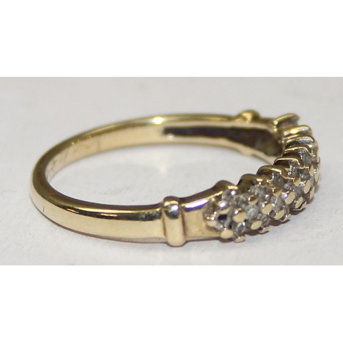 1120 - 9ct gold diamond studded ring, approx weight 1.84g gross