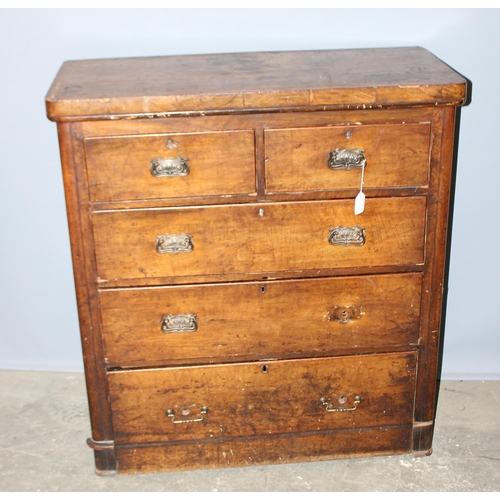 164 - An early 20th century mahogany chest of drawers with Art Nouveau handles, approx 101cm wide