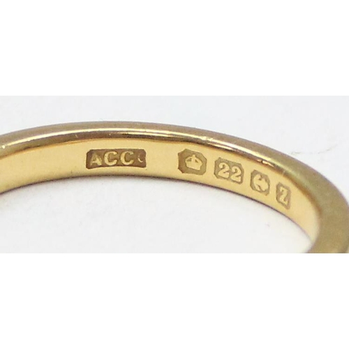 1100 - 22ct gold wedding band ring, Birmingham 1899, approx size N, approx 4.42g gross