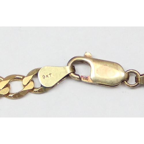 1112 - 9ct gold kerb link necklace, import marked for Sheffield 1995, approx 26cm long, approx 14.26g gross