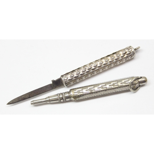 1624 - 5 Parker pens to inc fountain pens, a propelling pencil and small silver folding knife