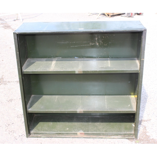 160 - Green metal industrial shelf unit, approx 106cm x 106cm x 35cm