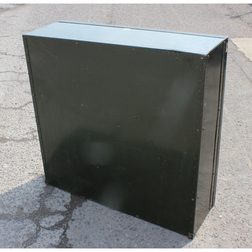 160 - Green metal industrial shelf unit, approx 106cm x 106cm x 35cm