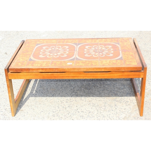 170 - Retro tile-topped coffee table, approx 117cm x 49cm x 68cm