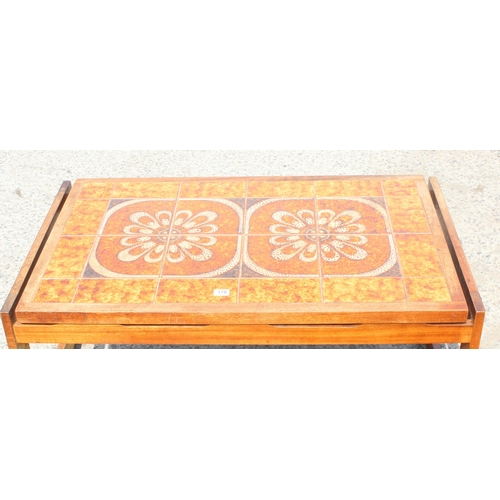 170 - Retro tile-topped coffee table, approx 117cm x 49cm x 68cm