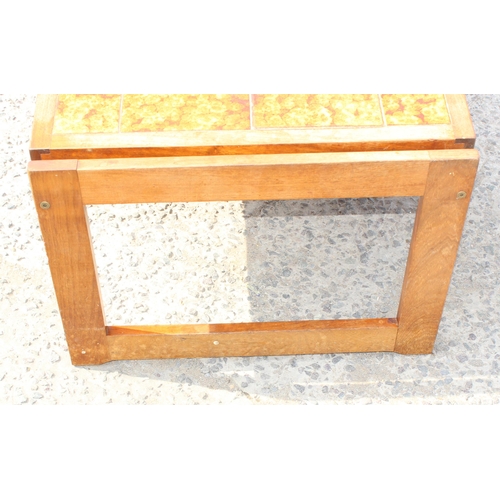 170 - Retro tile-topped coffee table, approx 117cm x 49cm x 68cm