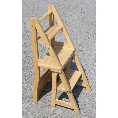 108 - A modern light wood metamorphic step chair