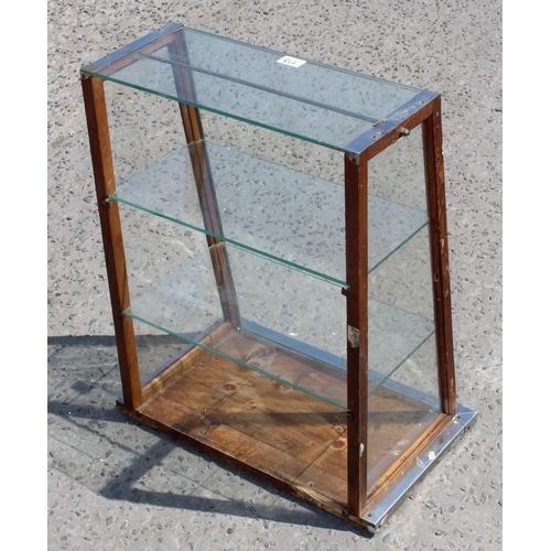 115 - Glass table top display cabinet, ideal for antiques fairs, approx 55cm wide x 68cm tall x 33cm deep