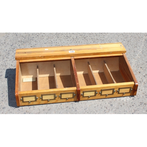 118 - A vintage rolltop filing box, approx 72cm x 18cm x 38cm