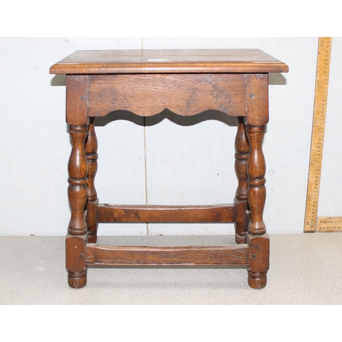 176 - A small vintage oak coffin stool, approx 45xm wide