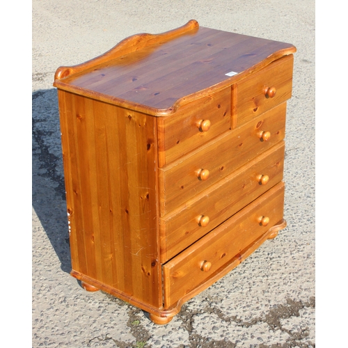 178 - Pine 2 over 3 chest of drawers, approx 80cm x 80cm x48cm