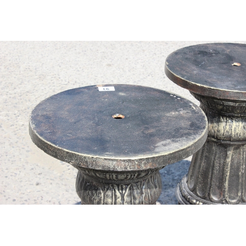 93 - In the manner of J.J. Ducel of Paris, a large pair of bronze patinated cast iron columns or pedestal... 