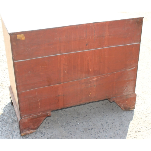 99 - A 19th century mahogany 3 drawer chest of drawers with brass handles and bracket feet, approx 103cm ... 