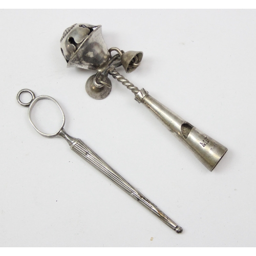 1050 - An unusual silver toothpick in holder, unmarked but XRF tested approx 90% pure, likely early 19th ce... 