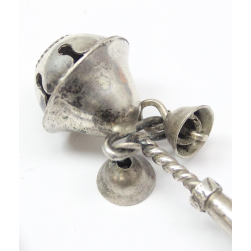 1050 - An unusual silver toothpick in holder, unmarked but XRF tested approx 90% pure, likely early 19th ce... 