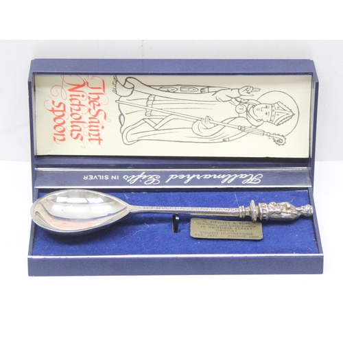 1051 - A heavy cast silver Apostle spoon with St Nicholas terminal, Sheffield 1973 by The Royal Irish Silve... 