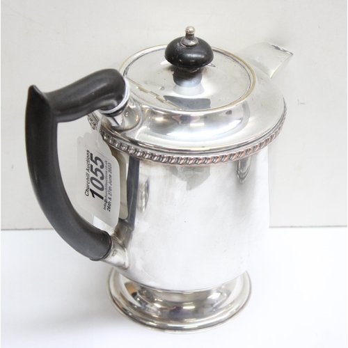 1055 - Silver plated 4 piece coffee and tea set comprising a coffee pot, sugar and cream by Viners of Sheff... 