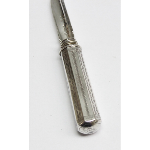 1057 - An extremely rare George III period silver apple corer with bright cut decoration, Birmingham 1809, ... 