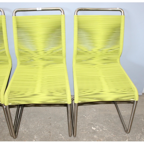 77 - 4 retro style Venjakob of Germany Lime Green String X291 Erik Dining Chairs with chrome cantilever f... 