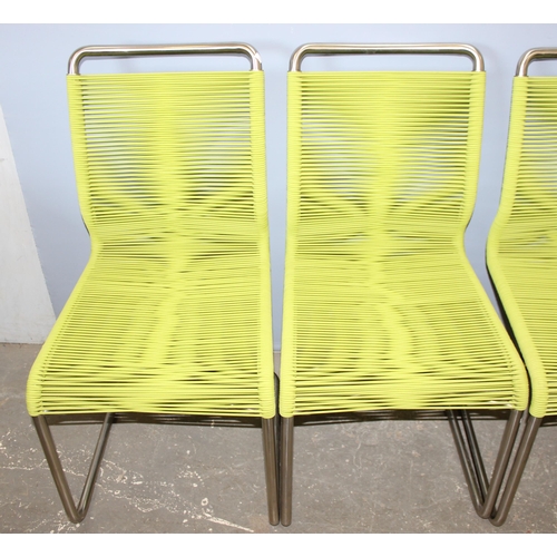 77 - 4 retro style Venjakob of Germany Lime Green String X291 Erik Dining Chairs with chrome cantilever f... 