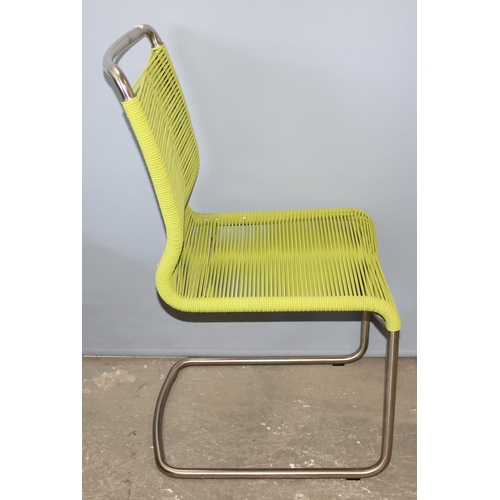 77 - 4 retro style Venjakob of Germany Lime Green String X291 Erik Dining Chairs with chrome cantilever f... 