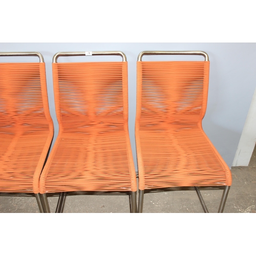 78 - 4 retro style Venjakob of Germany Electric Orange String X291 Erik Dining Chairs with cantilever chr... 