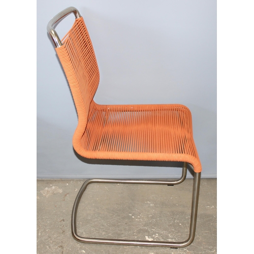 78 - 4 retro style Venjakob of Germany Electric Orange String X291 Erik Dining Chairs with cantilever chr... 