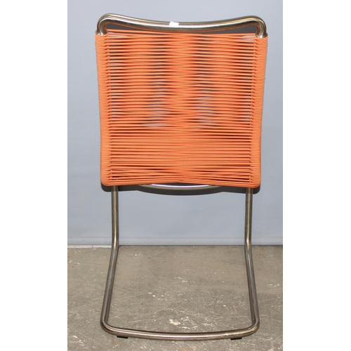 78 - 4 retro style Venjakob of Germany Electric Orange String X291 Erik Dining Chairs with cantilever chr... 