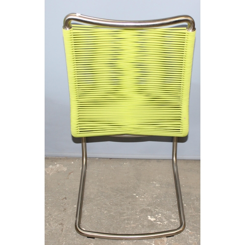 77 - 4 retro style Venjakob of Germany Lime Green String X291 Erik Dining Chairs with chrome cantilever f... 