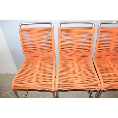 78 - 4 retro style Venjakob of Germany Electric Orange String X291 Erik Dining Chairs with cantilever chr... 