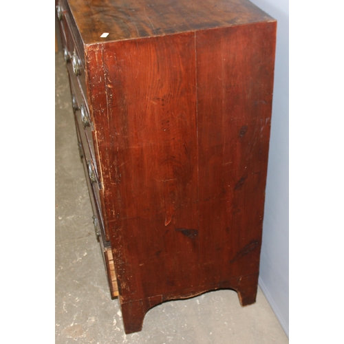 79 - A Georgian mahogany 2 over 3 chest of drawers with brass fittings, approx 90cm wide x 93cm tall x 42... 