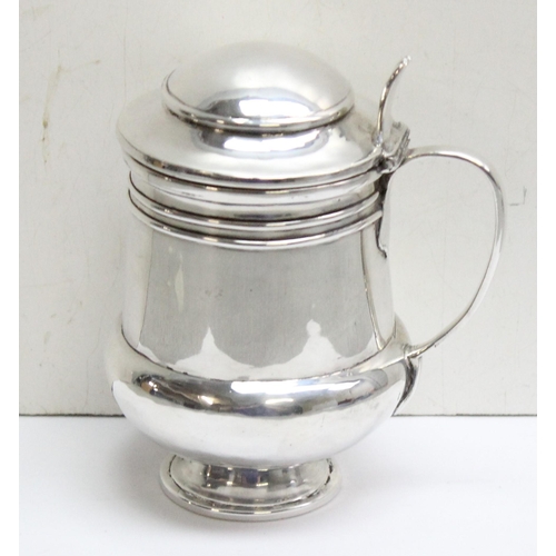 1053 - Dutchess of Sutherland Cripples Guild, and unusual small silver plated lidded tankard, approx 12cm t... 