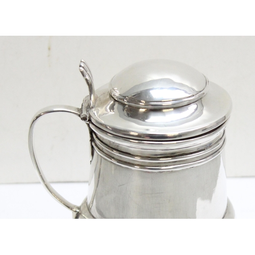 1053 - Dutchess of Sutherland Cripples Guild, and unusual small silver plated lidded tankard, approx 12cm t... 