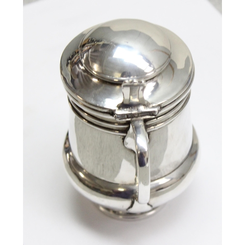 1053 - Dutchess of Sutherland Cripples Guild, and unusual small silver plated lidded tankard, approx 12cm t... 