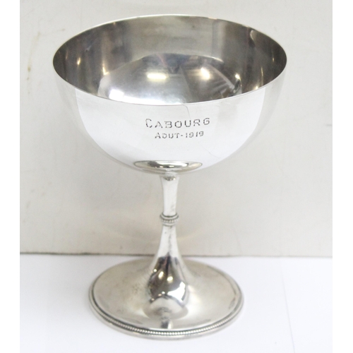 1054 - An early 20th century silver champagne coupe glass, Sheffield 1918 by James Dixon & Sons, approx 122... 