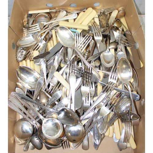 1061 - Approx 7kg of antique & later silver-plated cutlery