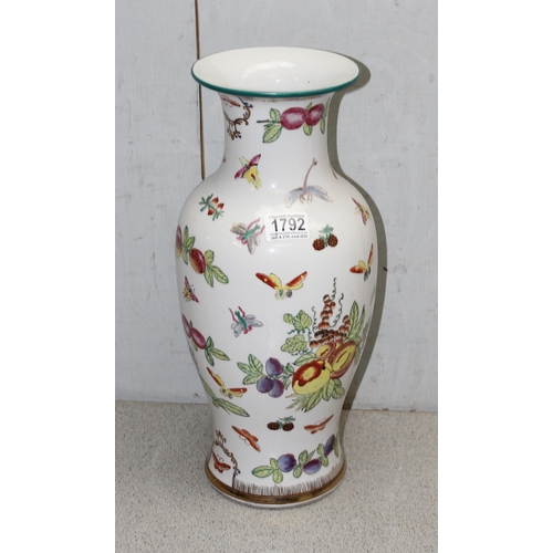 1792 - Large Chinese vase decorated with moths & fruit, stands approx 42cm high