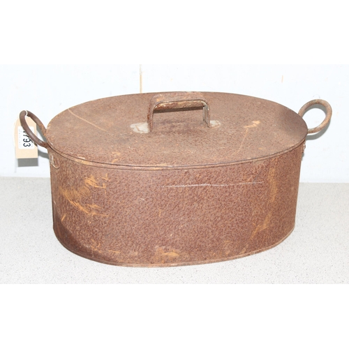 1793 - Large metal lidded cooking pot, approx. width 50cm