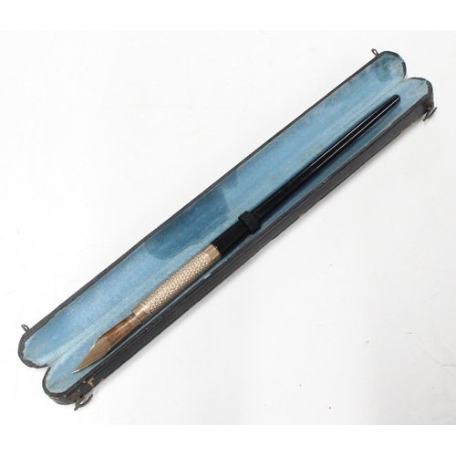 1669A - A rare late 19th century Edward Todd dip pen in case with gold plated grip and 14ct gold nib, the ni... 