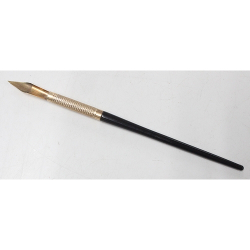 1669A - A rare late 19th century Edward Todd dip pen in case with gold plated grip and 14ct gold nib, the ni... 