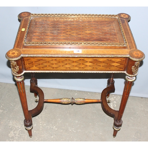3 - A 19th century French marquetry inlaid kingwood Jardiniere table with gilt metal gallery and mountin... 