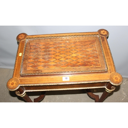 3 - A 19th century French marquetry inlaid kingwood Jardiniere table with gilt metal gallery and mountin... 