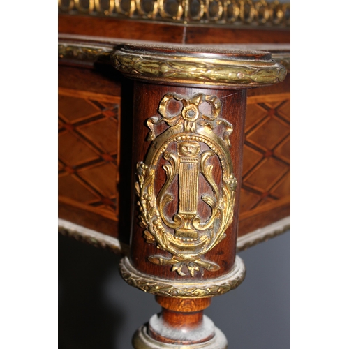 3 - A 19th century French marquetry inlaid kingwood Jardiniere table with gilt metal gallery and mountin... 