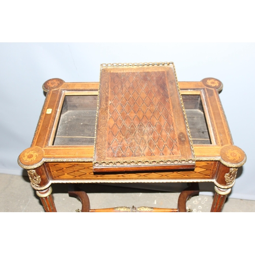 3 - A 19th century French marquetry inlaid kingwood Jardiniere table with gilt metal gallery and mountin... 