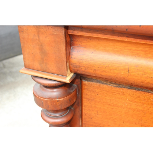33 - A 19th century Scottish mahogany 1 over 2 over 3 chest of drawers with bobbin twist pillars and glas... 