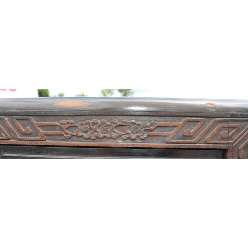 43 - An early 20th century Chinese carved wooden 9 drawer chest of drawers, approx 41cm wide x 153cm tall
