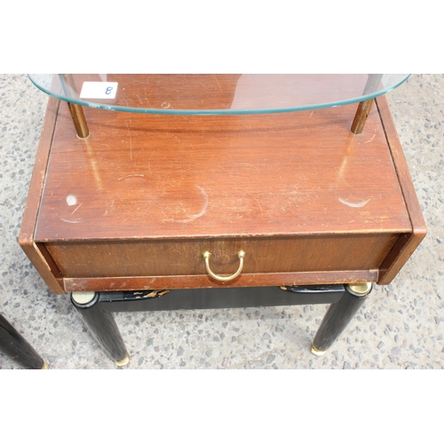 35 - A pair of retro G-Plan bedside cabinets with glass shelves, each approx 48cm wide
