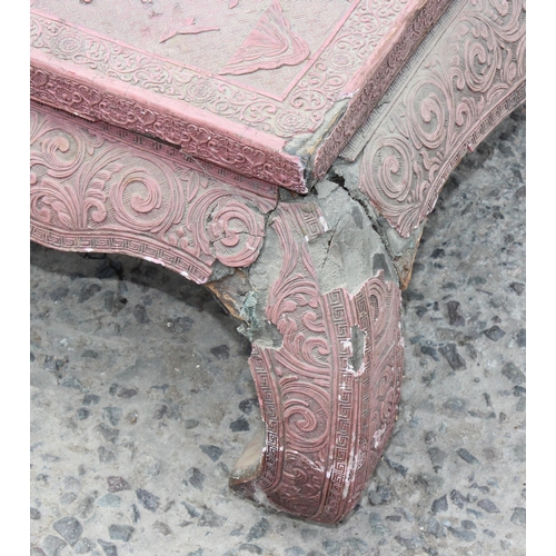 51 - Chinese lacquer low tea table or Kang table, likely early 20th century, approx 97cm wide x 35cm tall... 
