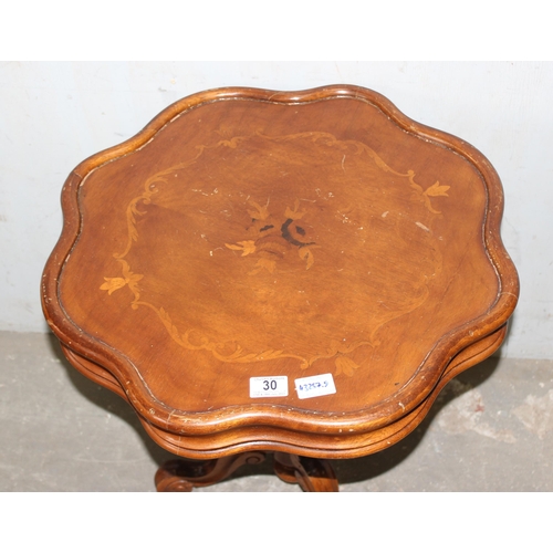 30 - A 20th century marquetry inlaid side table