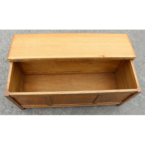 63 - An early 20th century light oak blanket box, approx 105cm wide